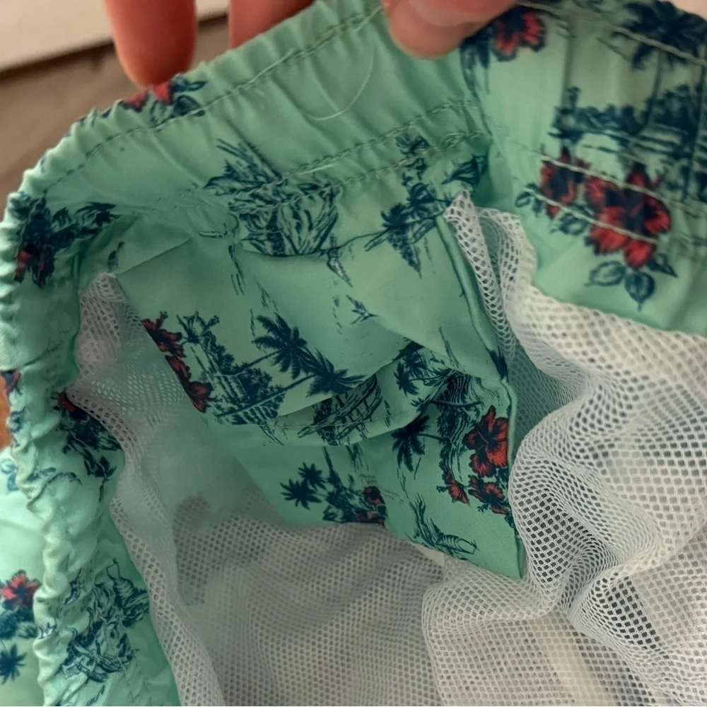 NWT Teal Tropical Print Swim Trunks Swimsuit   Size 3XLT Beach Vacation